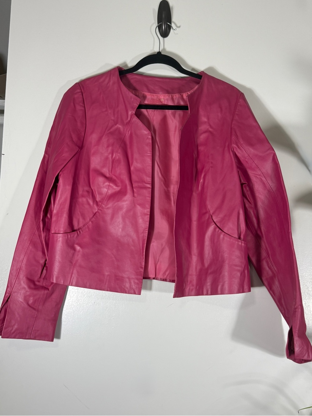 Women's Pink Leather Like Jacket
